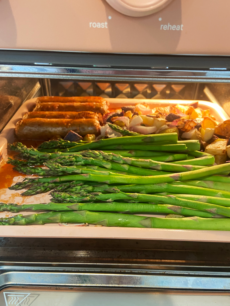 ingredients for brunch kale and asparagus salad in air fryer