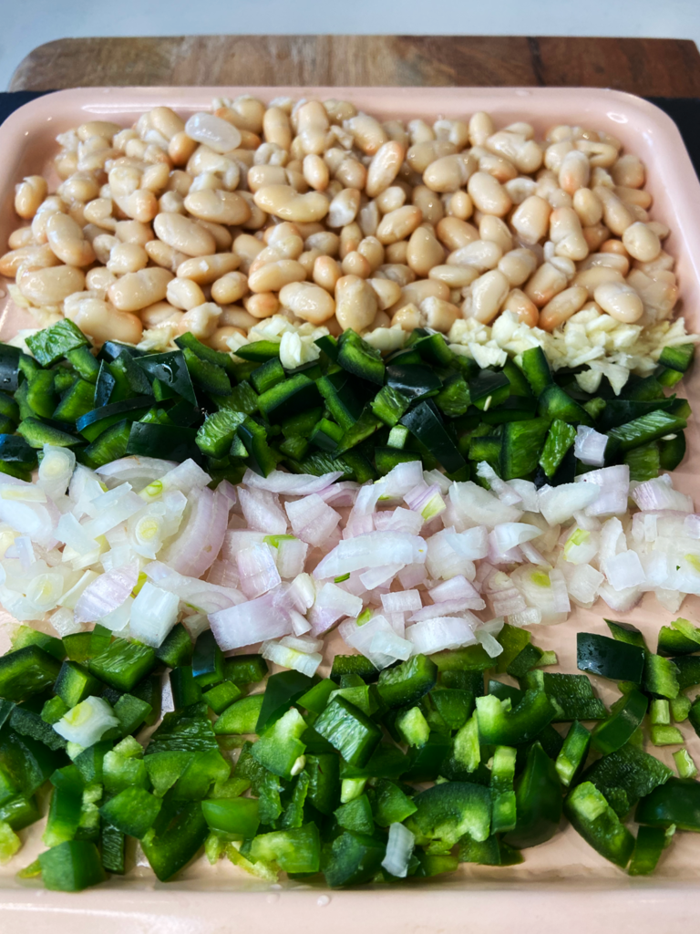 chopped ingredients for air fryer vegan hot pockets