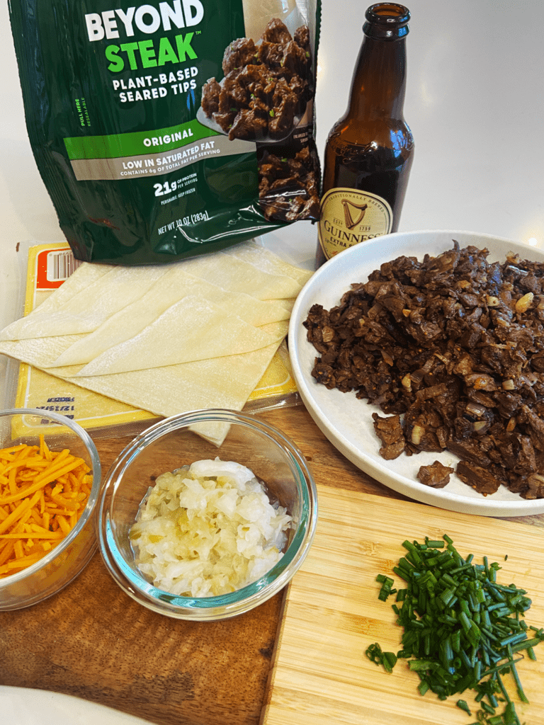 ingredients for Guinness Beyond Steak Egg Rolls 