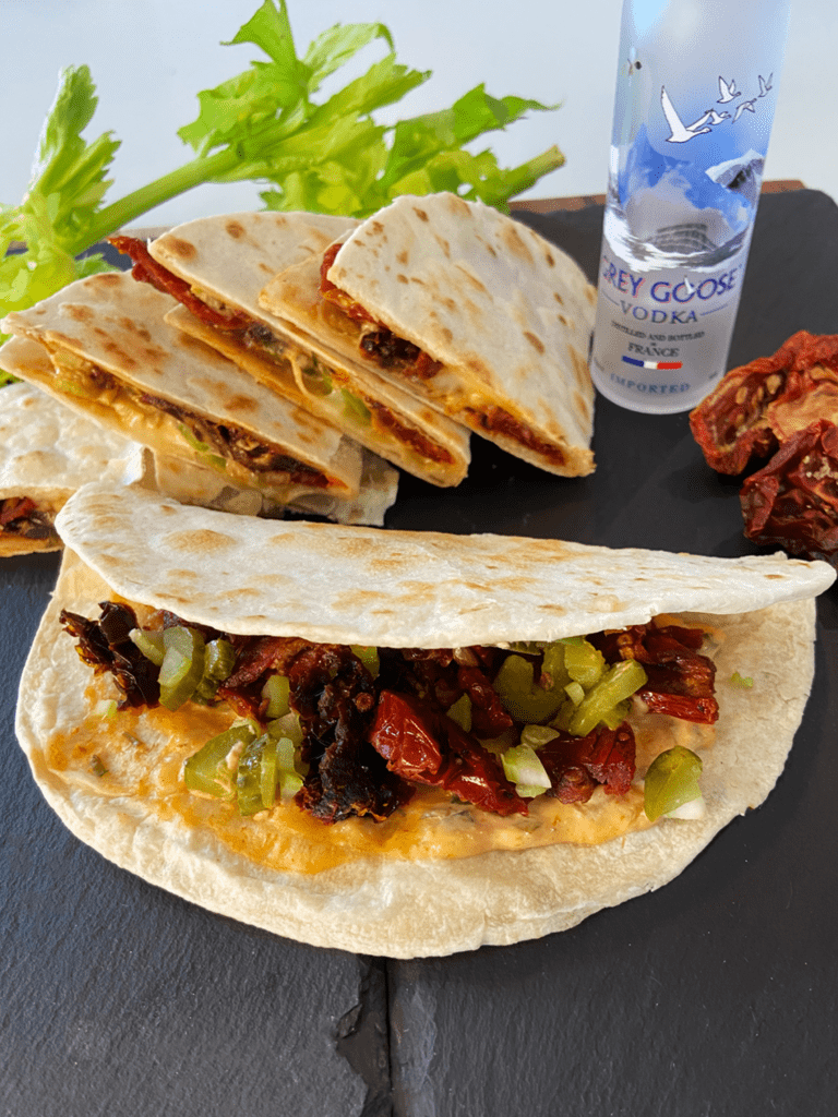 Bloody Mary vegan quesadillas