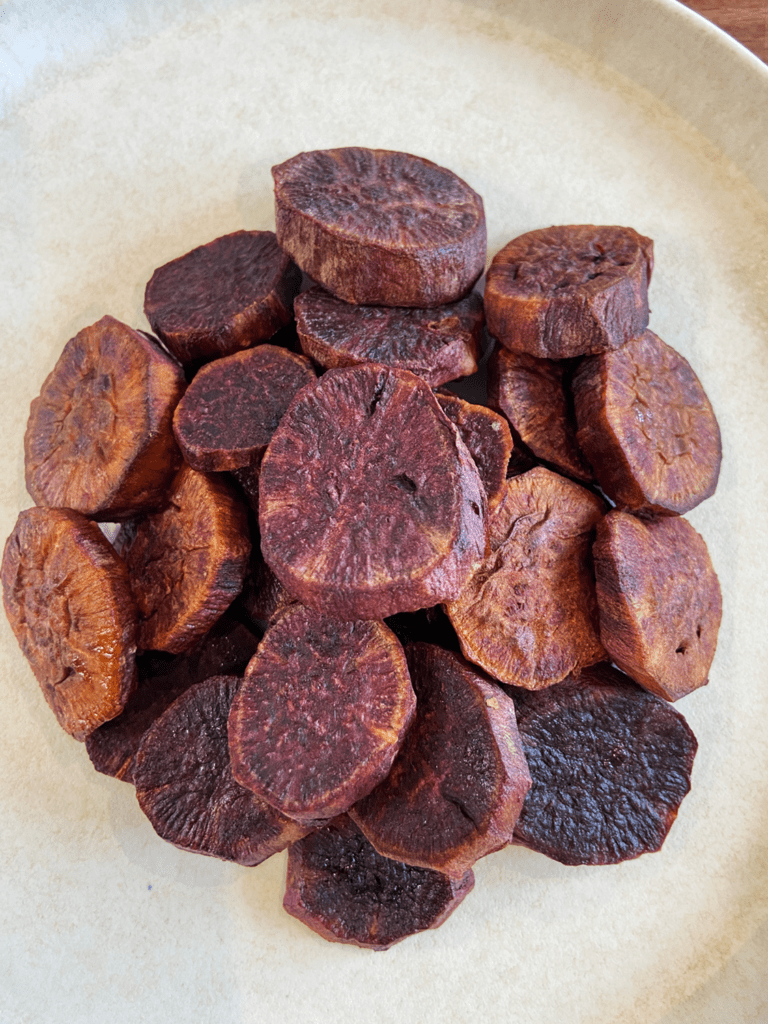 cooked air fryer purple potatoes