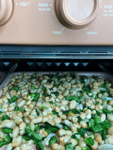 Filling ingredients cooking in air fryer