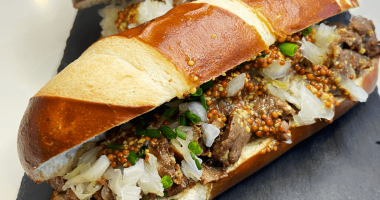 Guinness Beyond Steak Pretzel Bun Sandwich