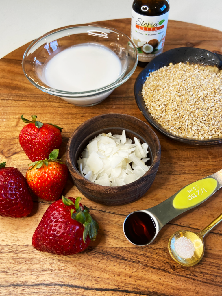 ingredients for Toasted Coconut Steel Cut Oats