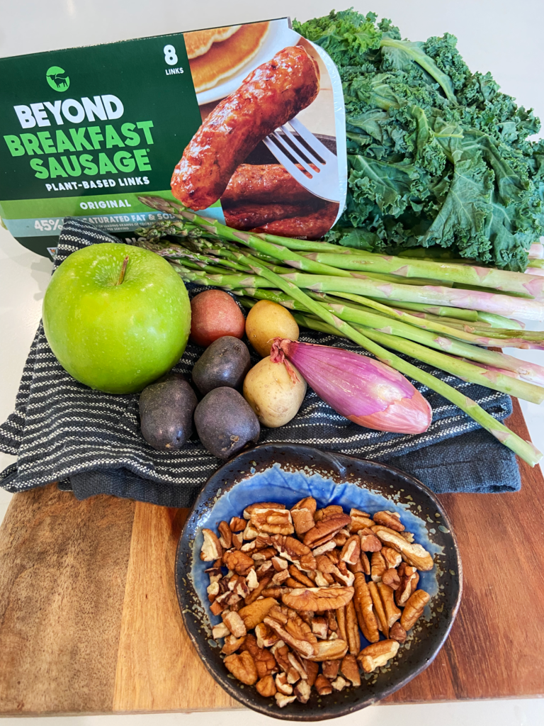 ingredients for brunch kale and asparagus salad