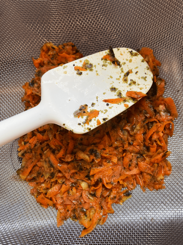 straining carrot lox