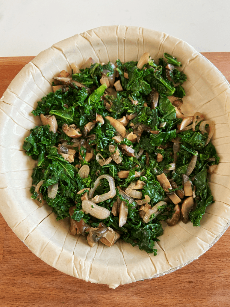 filling quiche crust with veggies