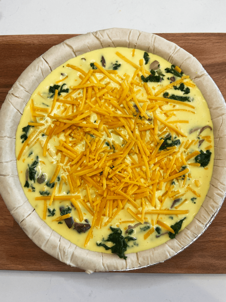 just egg quiche kale mushroom unbaked