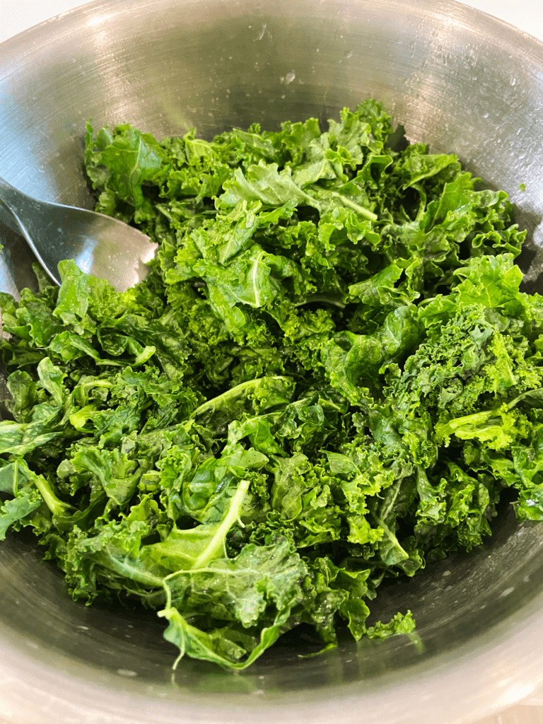 kale in a mixing bowl