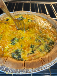 testing quiche with fork