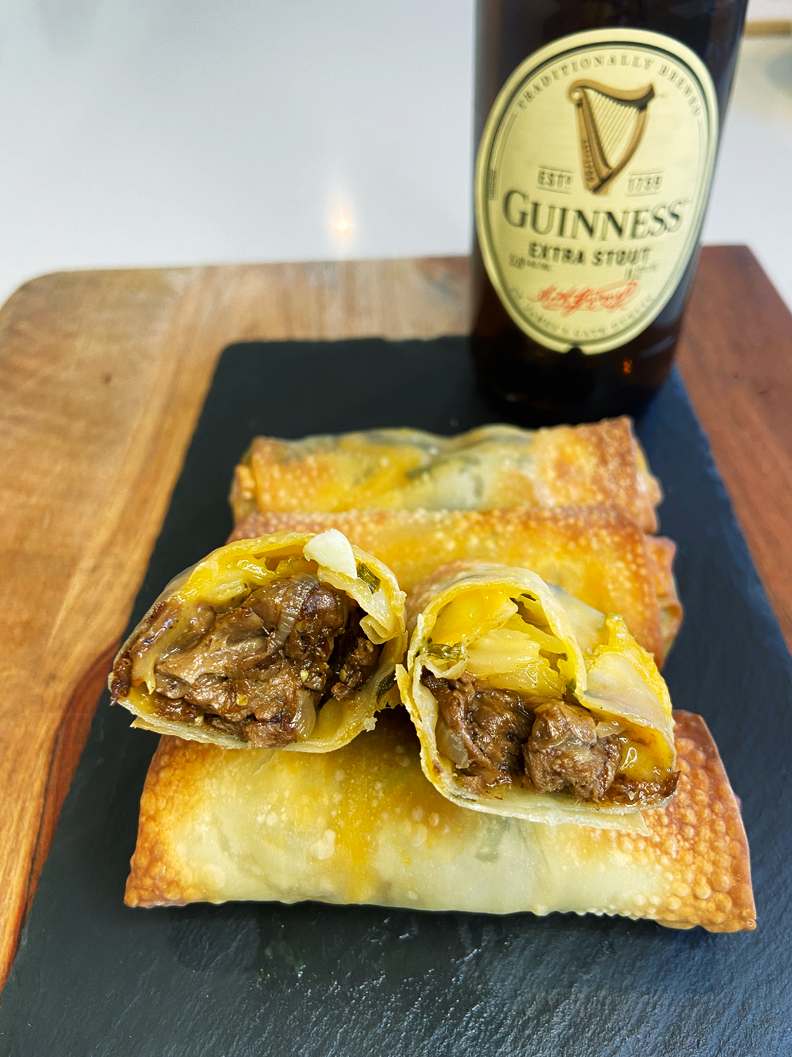 Guinness Beyond Steak Egg Rolls : vegan St. Patty’s recipe