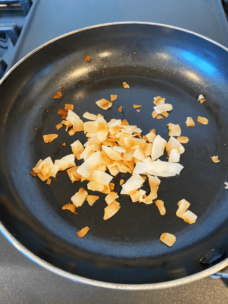 toasted coconut in a pan