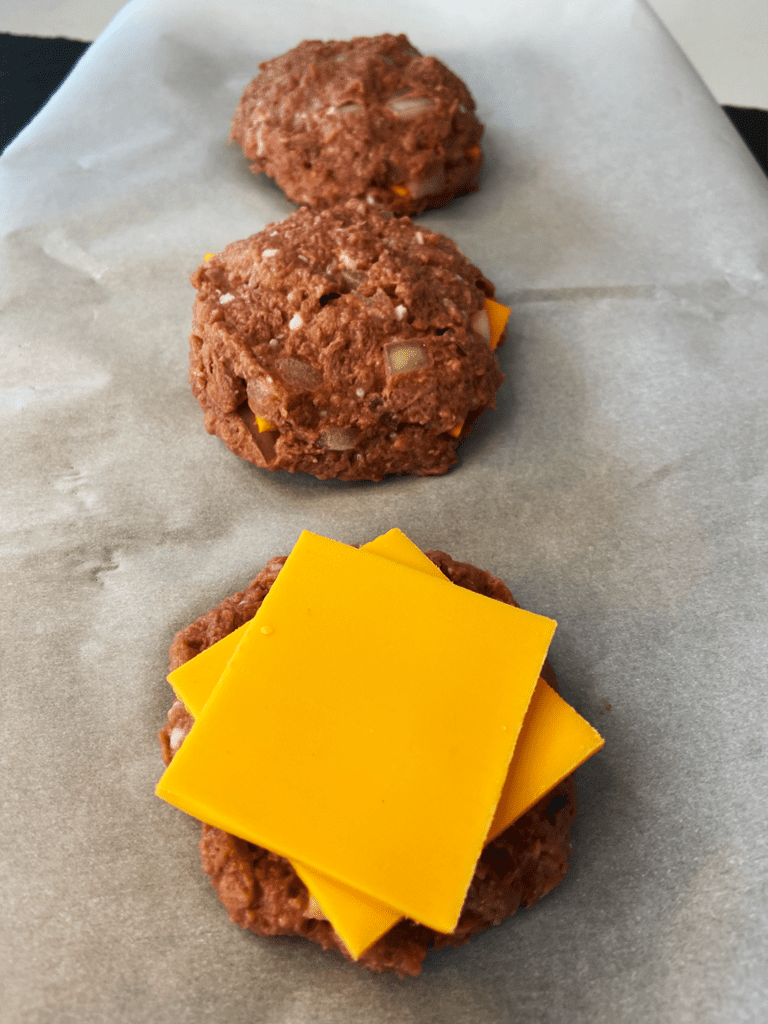 vegan American cheese on vegan burgers