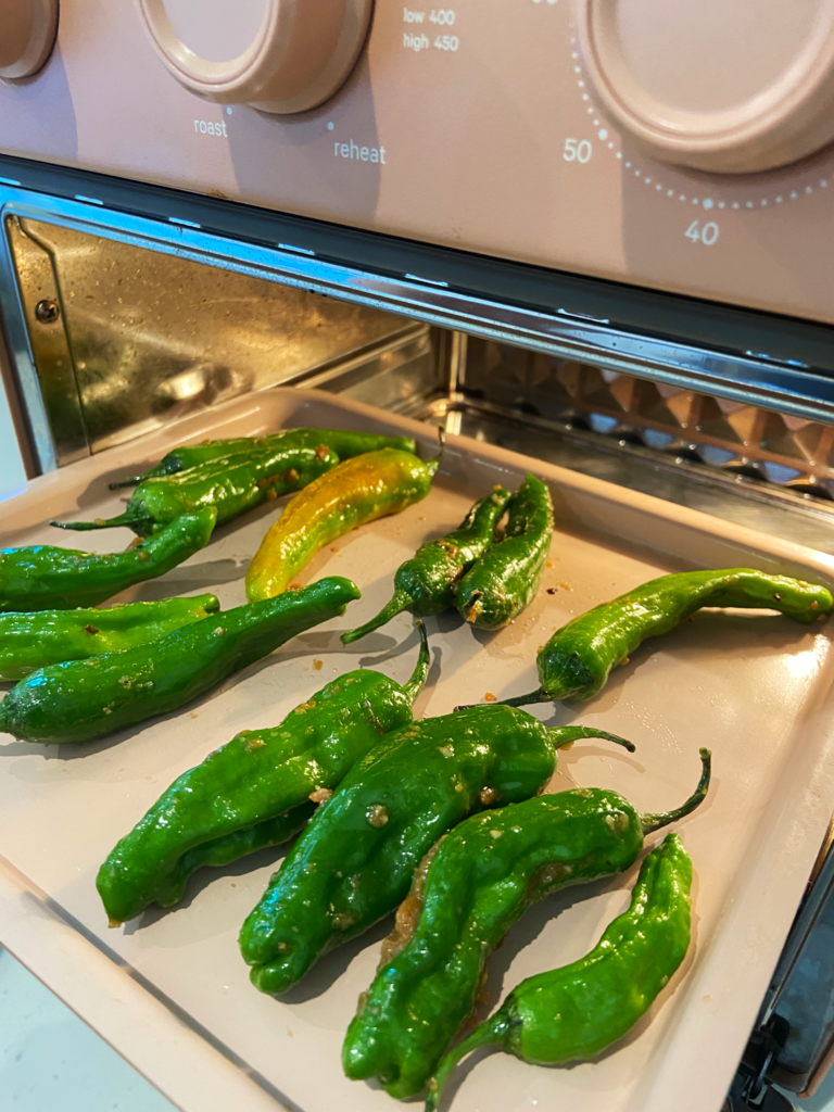 seasoned shishito peppers in the air fryer