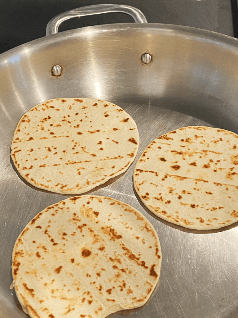 sweet Hawaiian tortillas on skillet