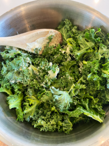 chopped kale and tahini caesar dressing