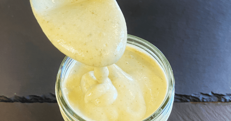 creamy tahini caesar dressing made with white beans (vegan)