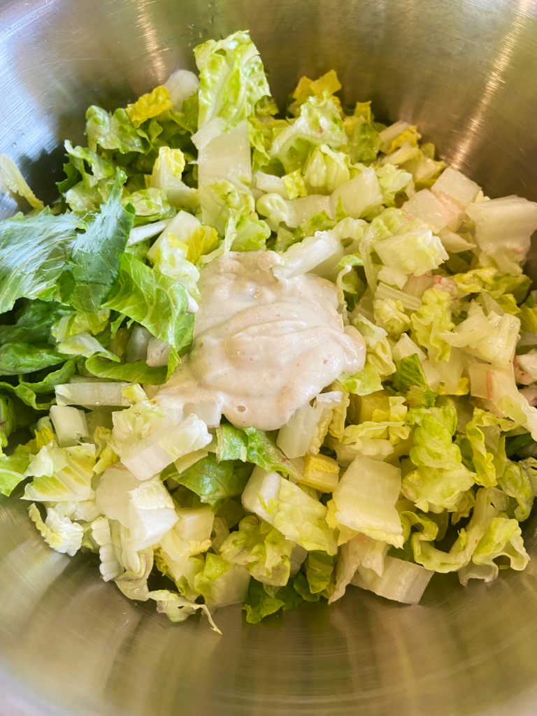 romaine lettuce and tahini caesar dressing