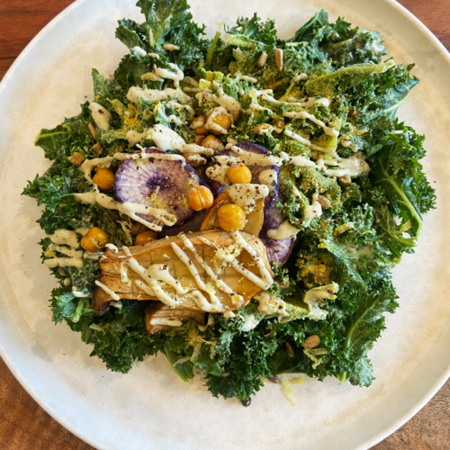 healthy vegan kale caesar salad