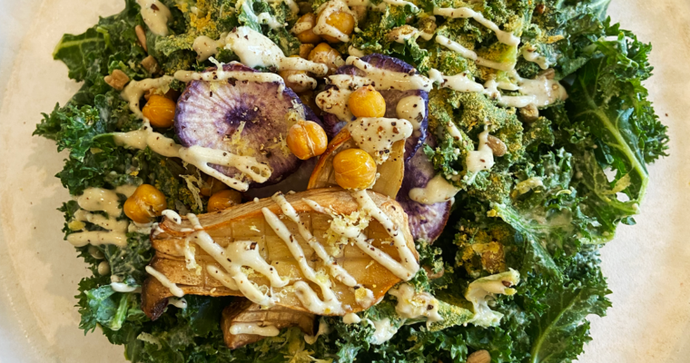 health freak kale caesar salad (gluten-free and vegan)