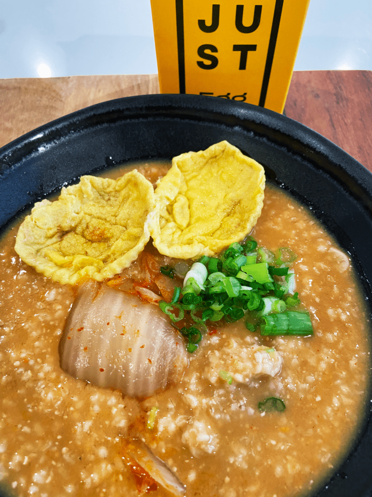 Savory Vegan protein Steel Cut Oats with miso and Gochujang