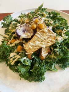 healthy vegan kale caesar salad