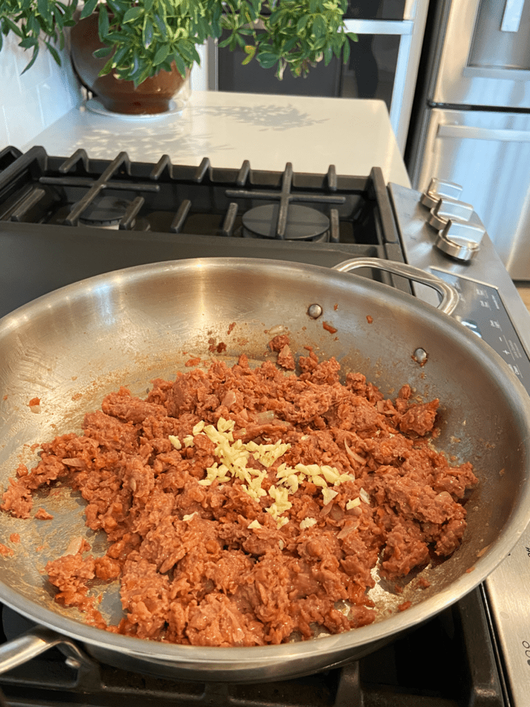 adding garlic to vegan beyond beef