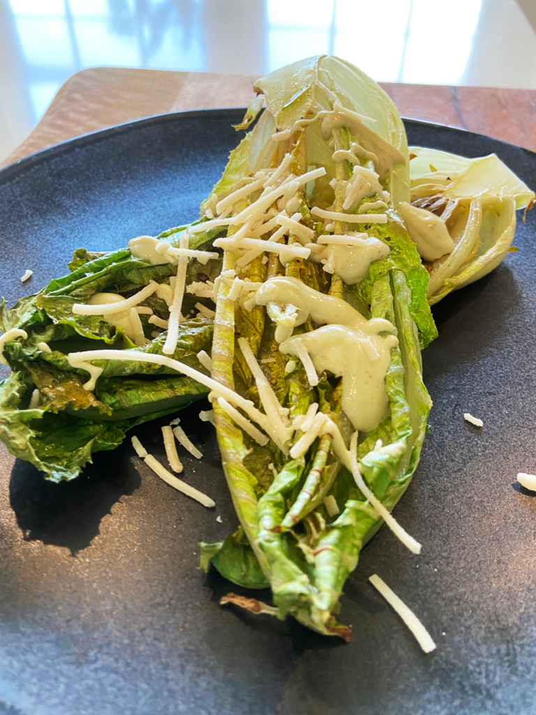 air fryer romaine lettuce with caesar dressing