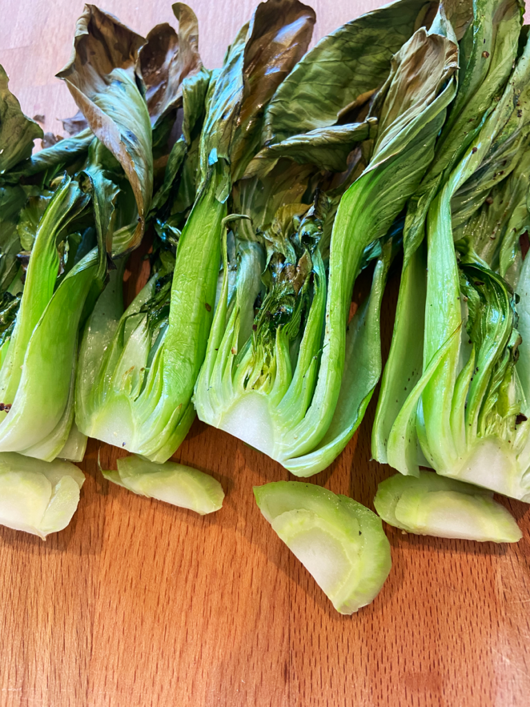 cutting off bottom of bok choy