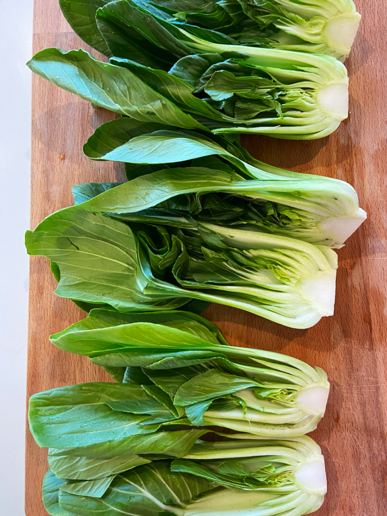 bok choy cut in half