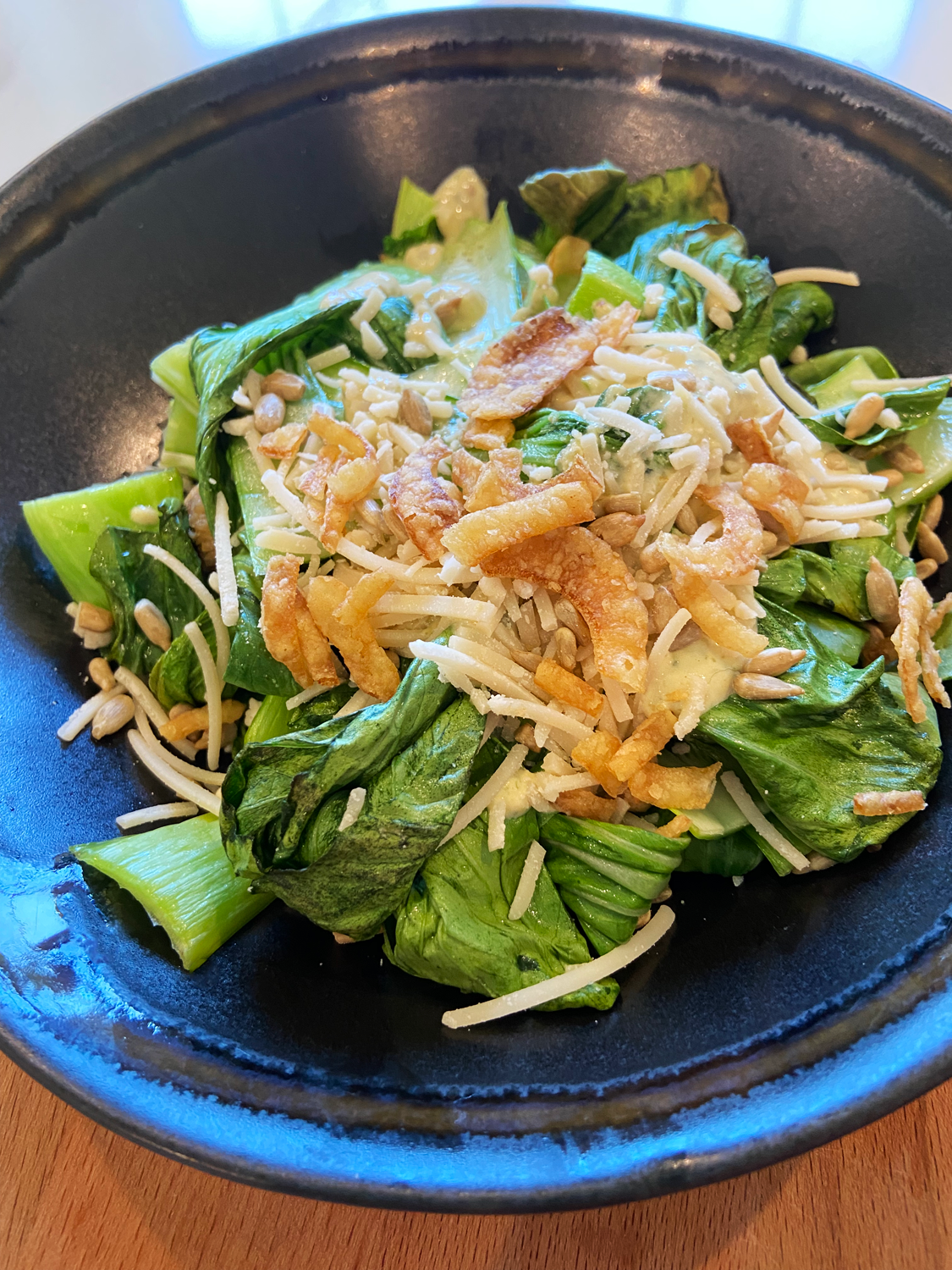 Bok Choy caesar salad with healthy tahini dressing