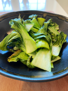 air fried bok choy leaves