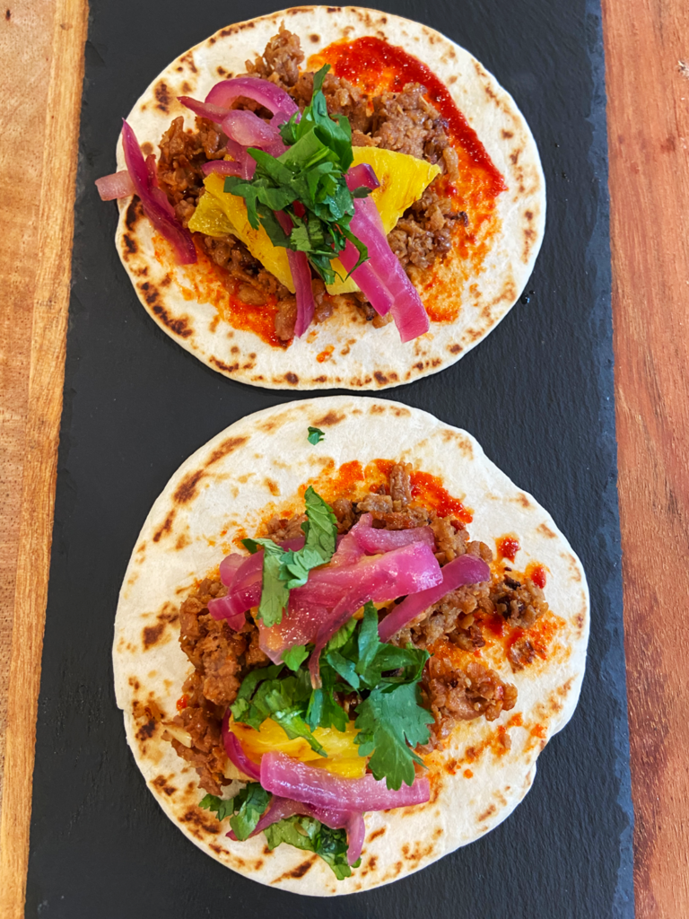 Hawaiian Korean Beyond Ground Beef Tacos