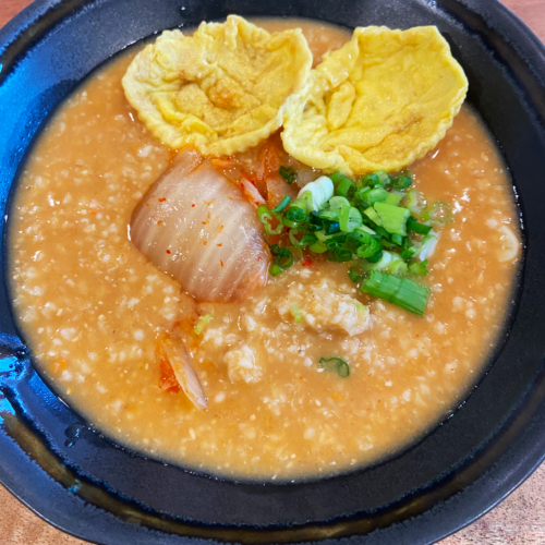 savory vegan protein steel cut oats with miso and Gochujang