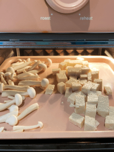 tofu and mushrooms in air fryer