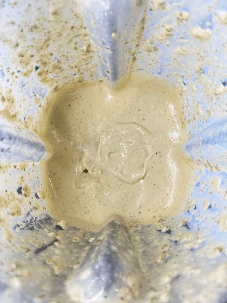 creamy Tahini Caesar dressing  in a blender