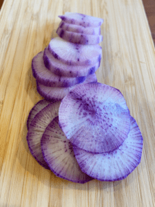 sliced purple radish