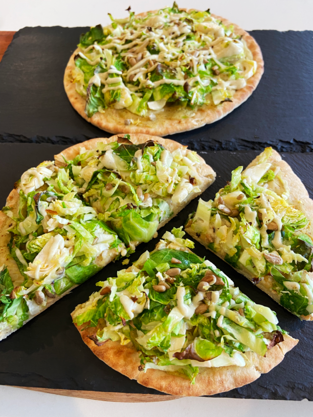 Brussels Sprout Caesar Pita Pizza