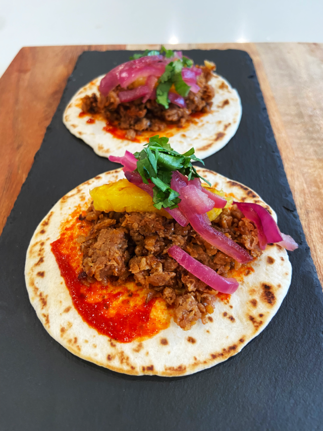 HAWAIIAN KOREAN INSPIRED VEGAN BEYOND GROUND BEEF TACOS