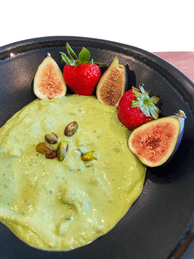 sweet pistachio tahini vegan fruit dip