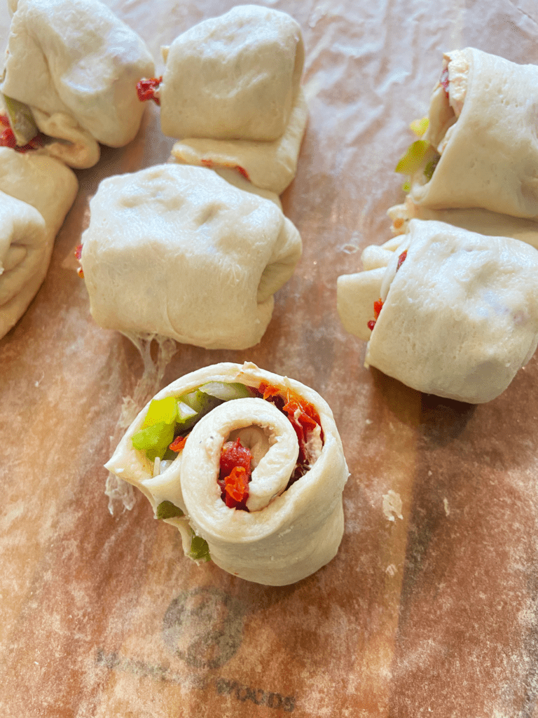  bloody mary rose muffins rolled up before baking