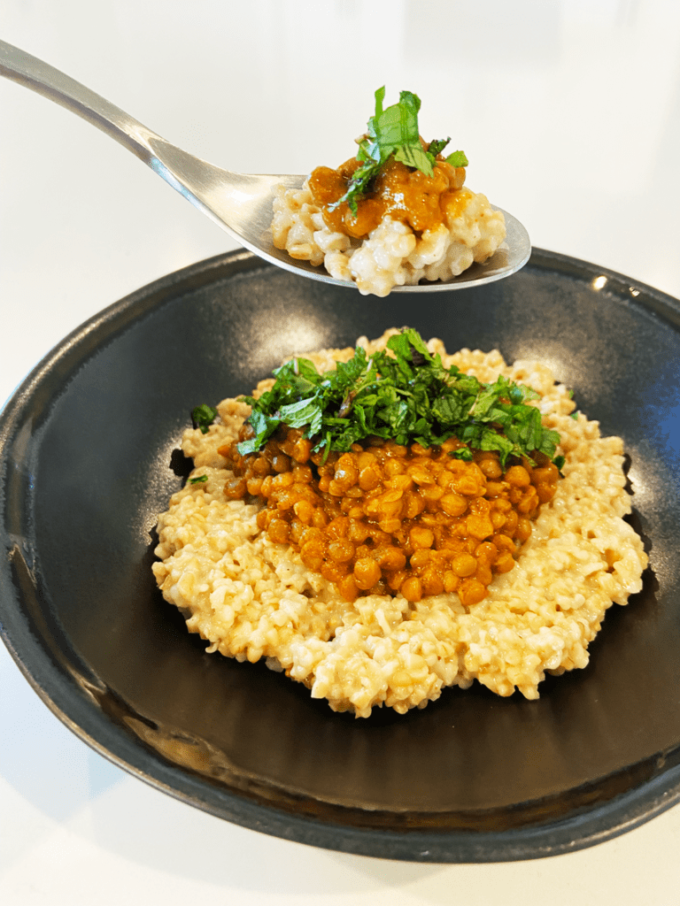 STEEL CUT OATS INDIAN RECIPE : LENTILS AND CHANA MASALA OATS