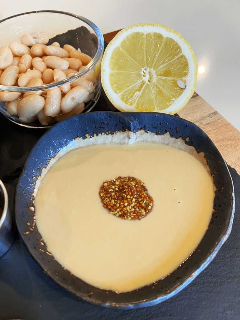 ingredients for  tahini pomegranate dressing