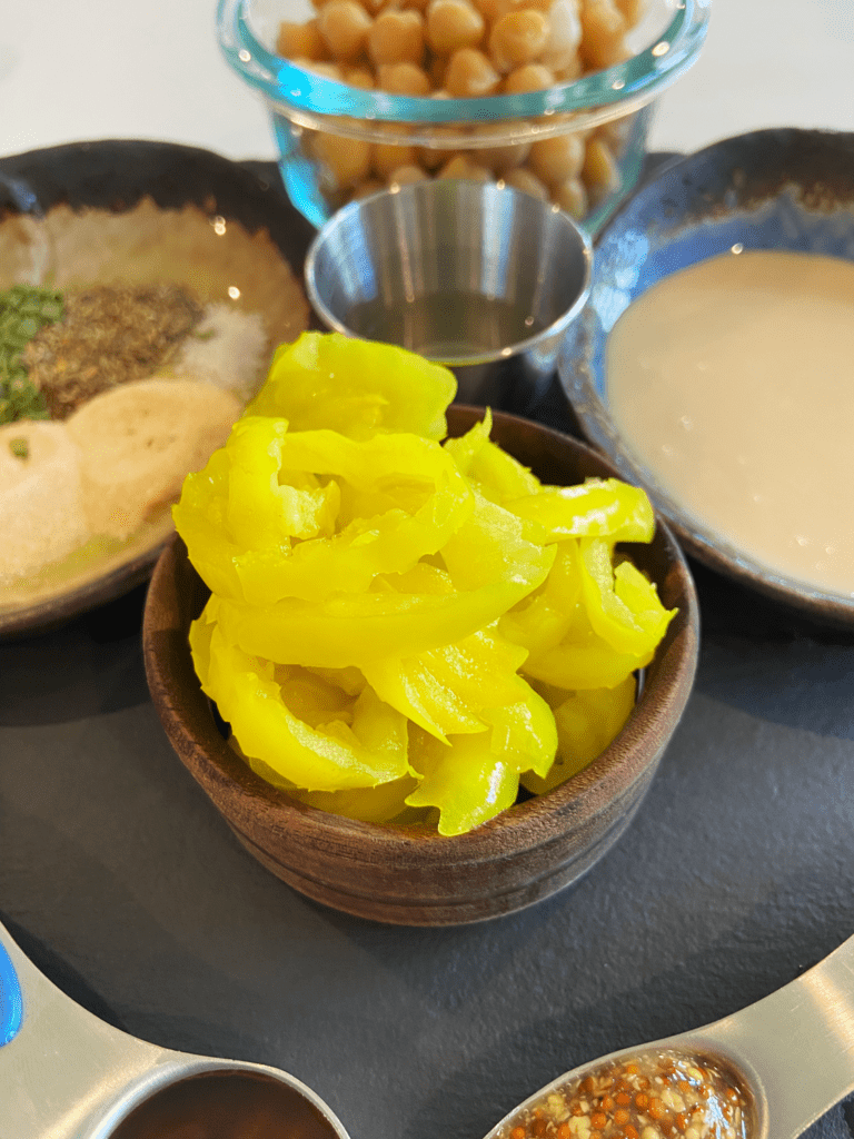 ingredients for creamy tahini banana pepper sauce