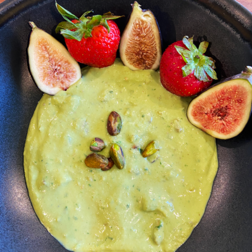 sweet pistachio tahini vegan fruit dip