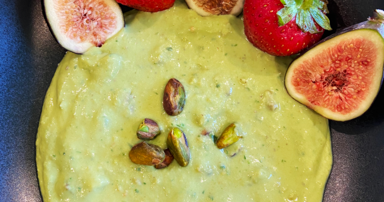 sweet pistachio tahini dip : vegan fruit dip