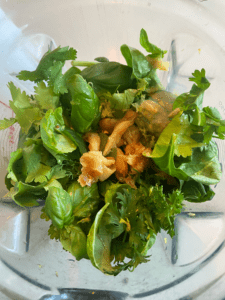 ingredients for herb and garlic dip in blender