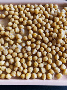 chickpeas on a tray